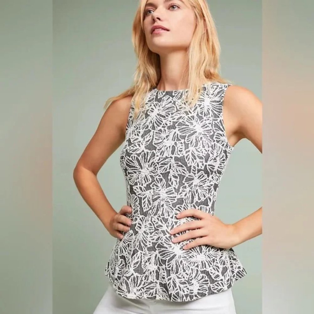 Anthropologie VanessaVirginia Sleeveless Peplum Floral Top  - XS
